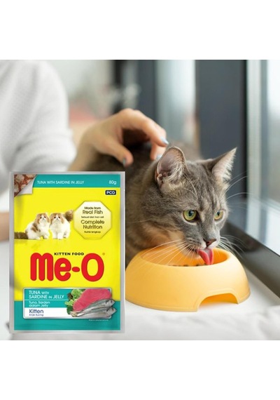 Meo Kitten Jöle İçerisinde Ton Balık Ve Sardalyalı Yavru Kedi Konservesi 80 Gr