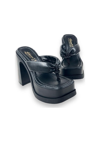 Kadın Salda Siyah Parmak Arası Platform Terlik 15 Cm 1030 001