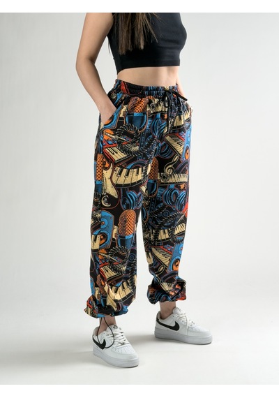Cocopelli Paça Ayarlamalı Müzik Desenli Jogger Pantolon Coc2805 Desenli