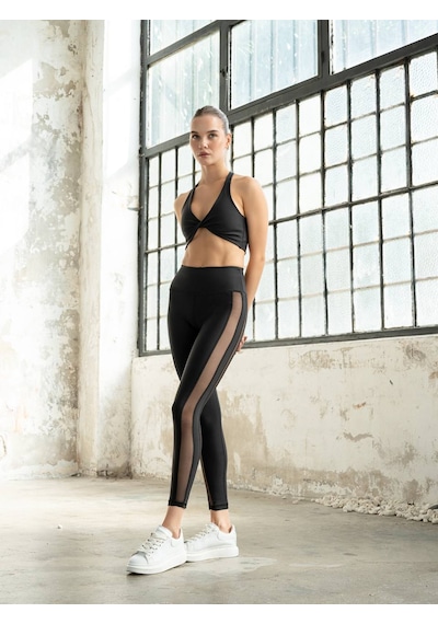 Lismina Sırtı Çapraz Boyundan İp Askılı Kelebek Model Spor Bra - Sporcu Sütyeni Siyah
