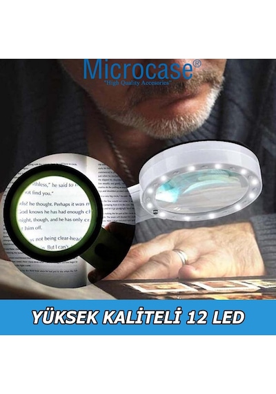 Microcase 90mm 30x Hd 12 Led Işık Aydınlatmalı El Tipi Büyüteç -al4610