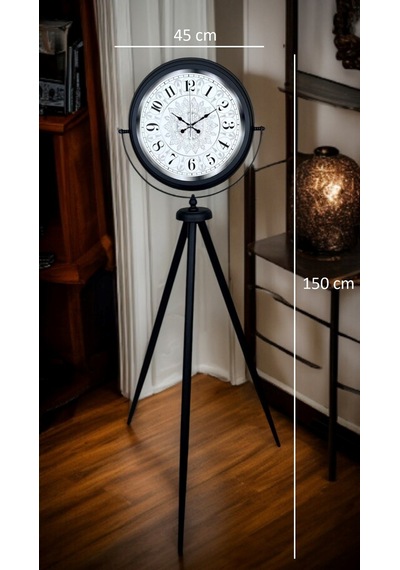 Siyah Desenli Şık Tripod Ayaklı Saat