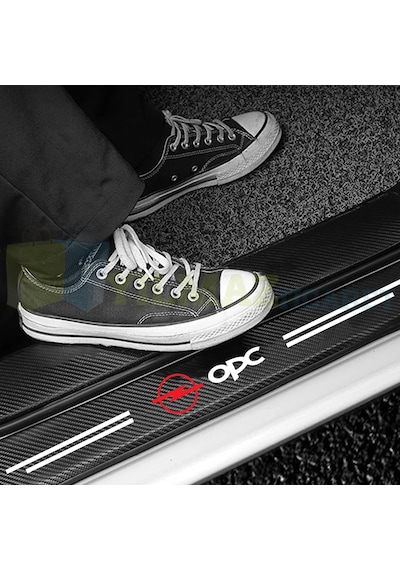 Opel Opc Logo Karbon Kapı Eşiği Koruma Oto Sticker 4 Parça