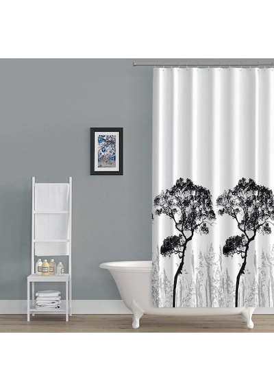 Zethome Tropik Banyo Duş Perdesi 3391 Çift Kanat 2X120X200 Çok Renkli