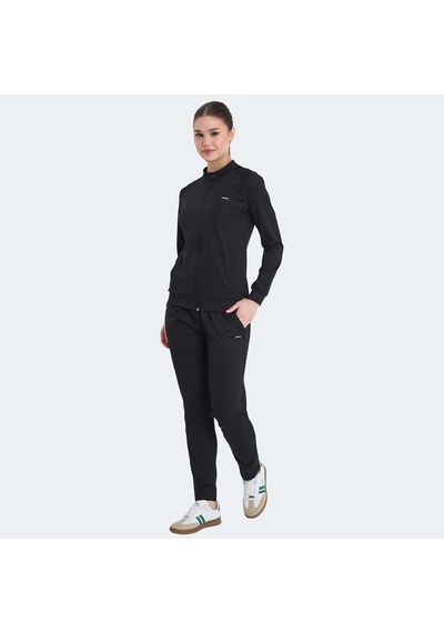 Slazenger RONA Kadın Fermuarlı Dik Yaka Cepli Siyah Eşofman Takımı