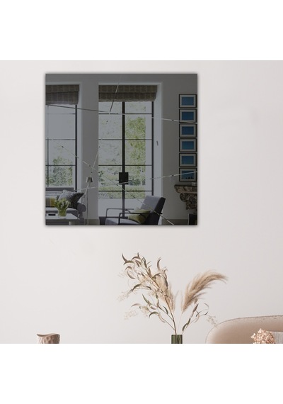 Ayna | Füme Ayna | Tasarım Kanallı - Kare Ayna | 60Cm X 60Cm Füme