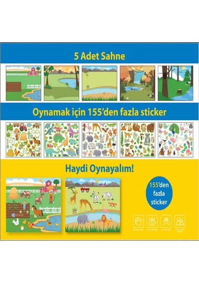 Tekrar Tekrar Kullanabilen Sticker Pad Hayvanlar