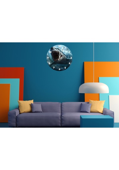 Ti-play Megalodon Saldırı 30x30cm Akrilik Dekoratif Modern Duvar Saati ÇOk Renkli