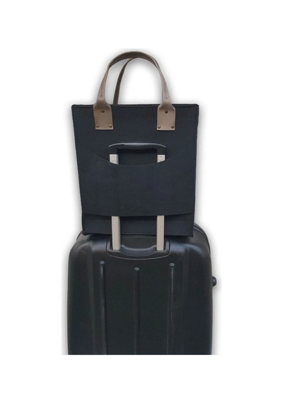 Kabin Bavulu Uyumlu Valize Takılabilen Keçe Seyahat Çantası Ayakkabı Bölmeli Fileli Organizer Tote Siyah