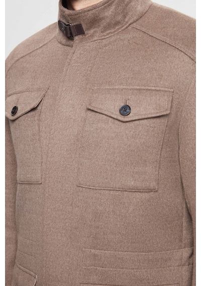 Twn Slim Fit Vizon Düz Çıkarılabilir Kürklü Kaban 3eck777300551 VIZON Vizon