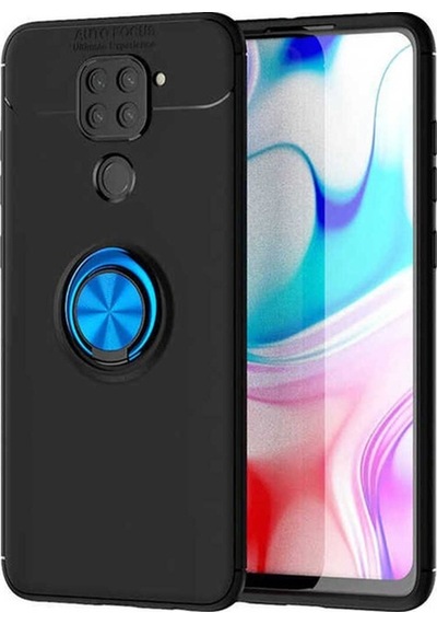 Xiaomi Redmi Note 9 Kılıf Zore Ravel Silikon Kapak Siyah-Mavi