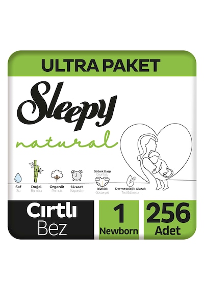Sleepy Natural Ultra Paket Bebek Bezi 1 Numara Newborn 256 Adet