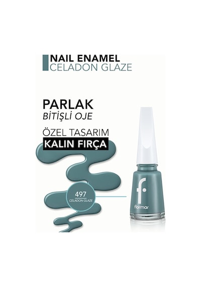 Flormar Sedefli Parlak Oje (YEŞİL) - Nail Enamel - 497 Celadon Glaze - 8682536036313