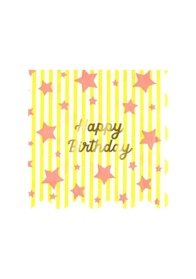Meri Meri - Bright Star Happy Birthday Large Napkins - Parlak Yıldız Happy Birthday Peçeteler - L - 16 Adet