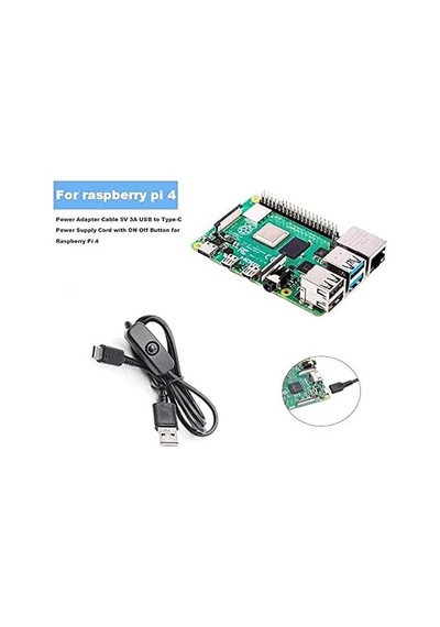 Raspberry Pi 4 Type C 5v 3a On-off Anahtarlı Güç Kablosu - 1 Metre