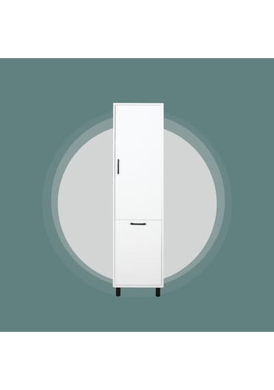 Çamaşır Sepetli Banyo Dolabı Beyaz