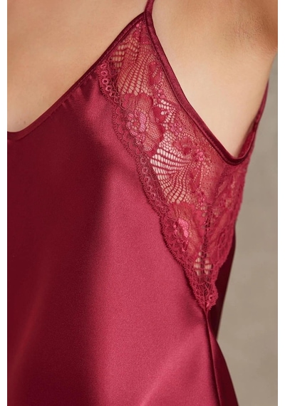 Pierre Cardin 7085 Kadın Çeyizlik Dantelli Saten 4'lü Set-bordo