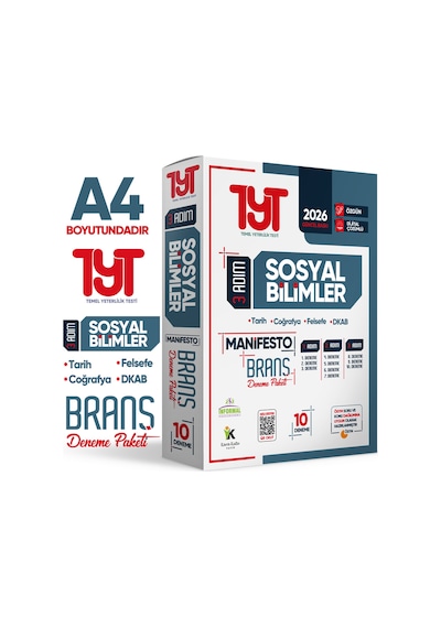 2026 YKS TYT Sosyal Bilimler 3 Adım Manifesto 10 Adet Branş Deneme Paketi Dijital Çözümlü