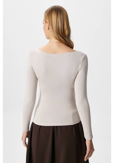 Ritnice Kayık Yaka Need Uzun Kollu Bej Soft Top / Bluz Bej Ritnice Kayık Yaka Need Uzun Kollu Bej Soft Top / Bluz Bej