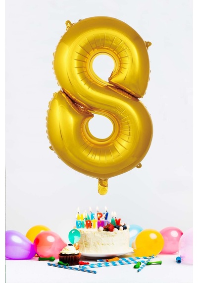 Gold Rakam Folyo Balon Gold Sayı Balonlar 16 Inç 40 Cm 8