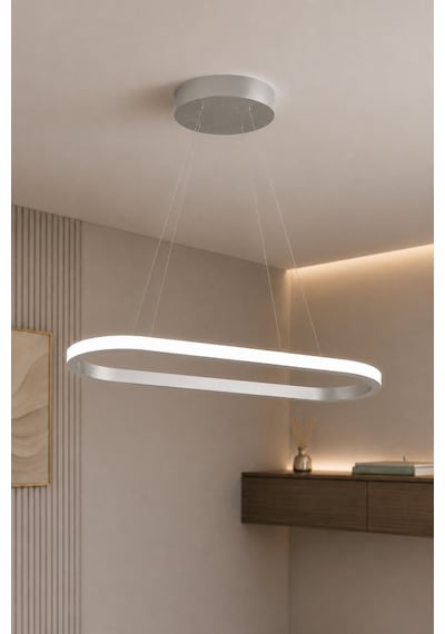AvizeGO Elipso Led Sarkıt Avize Beyaz Işık Gri