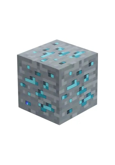 Minecraft Cevheri Taşınabilir Şarjlı Pilli Led Gece Lambası Mavi - Siyah