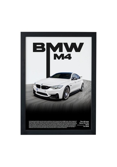 Bmw M4 Tasarım Çerçeveli Poster Tablo Siyah
