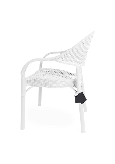 Omnipazar Irk-hk735 Bambu Rattan Desenli Plastik Bahçe Sandalye Koltuk 4'lü Set Beyaz