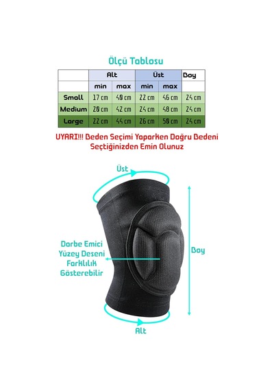 Xmlbayiciniz Deluxe Unisex Voleybol Dizliği Darbe Emici Sünger Basketbol Dizlik Bisiklet Spor Dizliği Small Genel