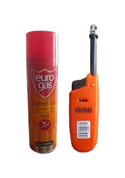 Eurogas Çakmak Gazı + Italyano Uzayan Mutfak Çakmağı 2'li Set