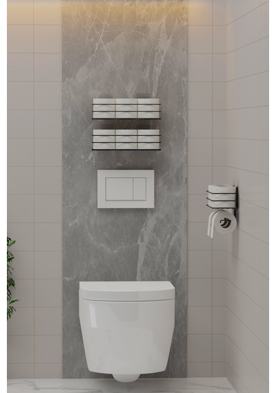 Yapışkanlı Yedekli 3'lü Set Tuvalet Kağıtlığı Wc Tuvalet Kağıdı Askısı Ve Tutucu Siyah Metal
