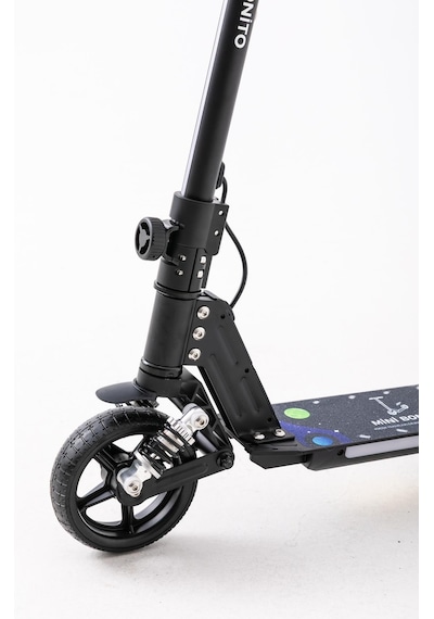 Mini Bonito Çocuk Katlanabilir, Led Işıklı, Amortisörlü Elektrikli Scooter Ayarlanabilir Direksiyonlu Dizlik Ve Dirseklik Hediyedir Siyah