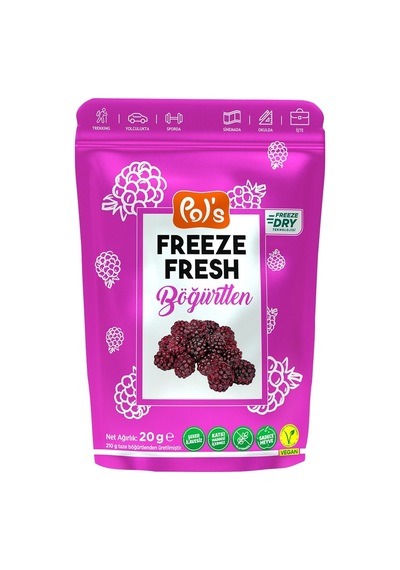Pol's Freeze Fresh 20 G Böğürtlen Dondurularak Kurutulmuş Sağlıklı Atıştırmalı 5'li Avantaj P Tarı