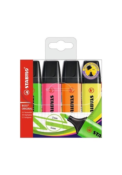 Stabilo Boss Pastel Renk Fosforlu Kalem 4'lü Paket 70/4 Çok Renkli