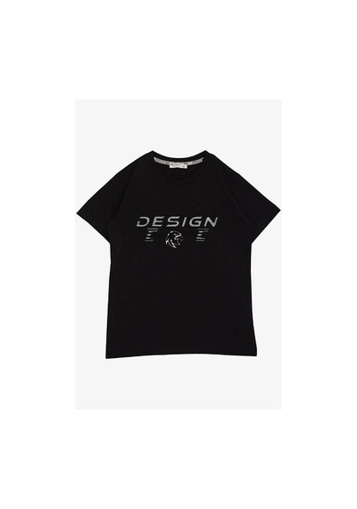 Breeze Erkek Çocuk Pamuklu Kabartma Design Yazılı Yarım Kol Tshirt-14609 SIYAH
