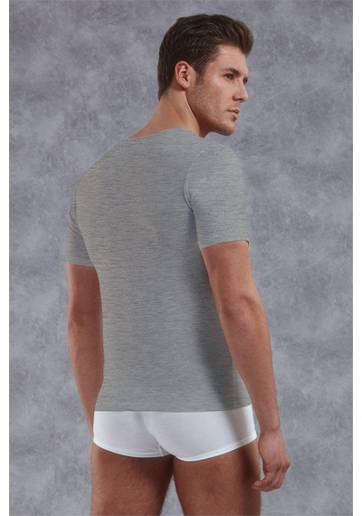 Doreanse Erkek Modal Derin V Yaka Kısa Kol T Shirt 2820 Füme Füme