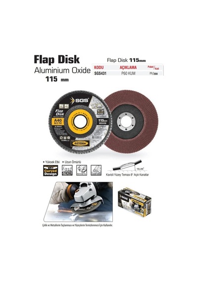 Sgs SGS431 Flap Disk Zımpara 115 MM 60 Kum