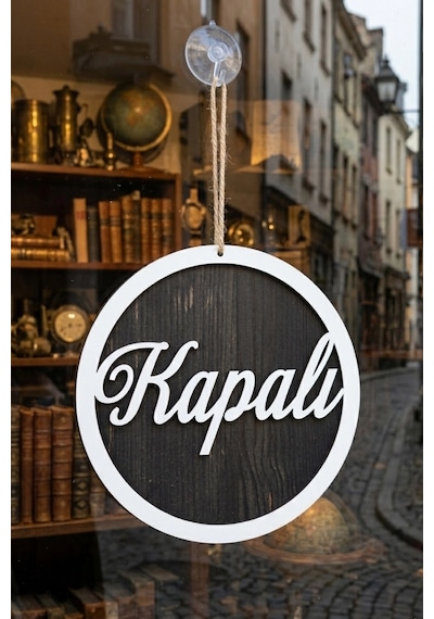 Üç Katlı El Yazılı Modern Açık/kapalı Tabelası - Rebap Ahşap