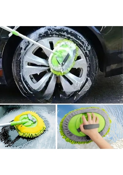 Ergonomik Tasarım Yedek Mikrofiber Bezli Araç Yıkama Mop Seti