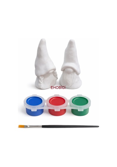 Ehobici Taş Boyama Seti Kız Erkek Cüce 3 Renk Akrilik Boya 5ml + Fırça