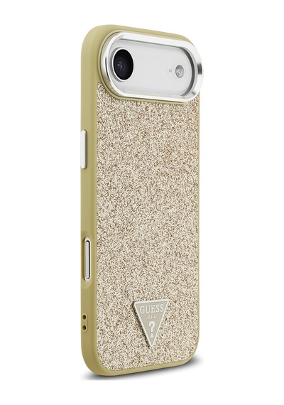 Apple Uyumlu iPhone 17 Air Kılıf Guess Lisanslı M-safeli Metal Kamera Çerçeveli Üçgen Logolu Glitter Gold Gold
