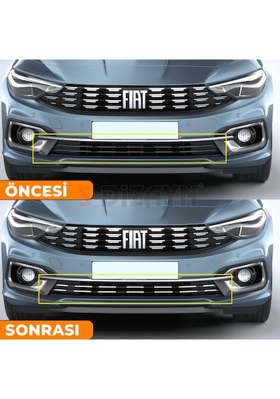 S-dizayn Fiat Egea Krom Ön Tampon Alt Çıtası Diamond Model 14 Prç. 2020 Üzeri Parlak Krom A+ Kalite
