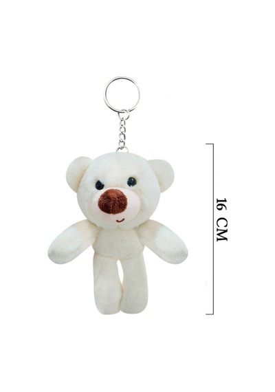 Sevimli Ayıcıklı Peluş Anahtarlık 16 Cm Ekru