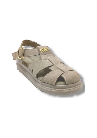 Şanzelize K805-26 Süet Tokalı Anatomik Taban Kadın Sandalet Bej