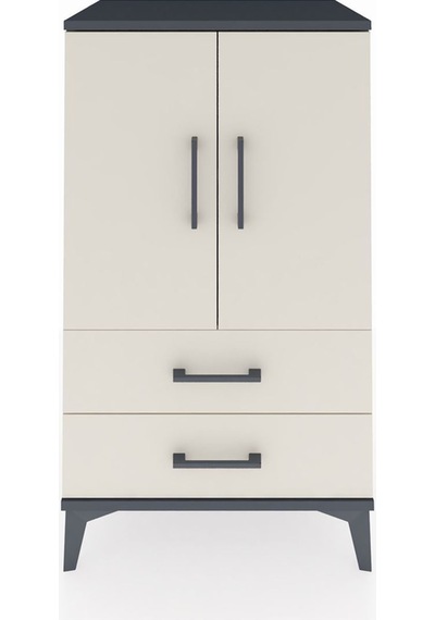 Hyperion Komodin 2 Raflı 2 Çekmeceli 2 Kapaklı 60x44x106 Antrasit-aytaşı Antrasit