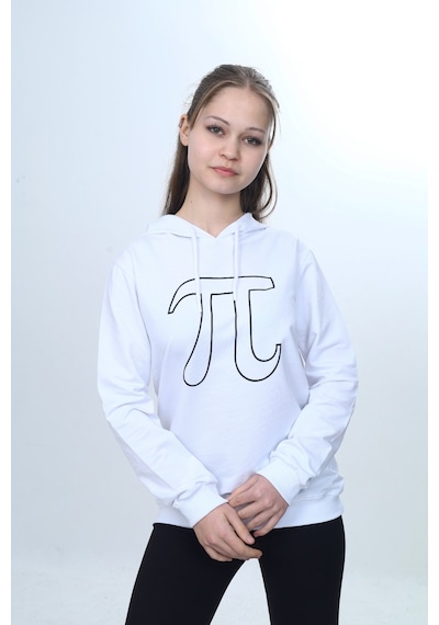 Toontoy Unisex Çocuk Pi Sayı Baskılı Regular Kapüşonlu Sweatshirt Beyaz