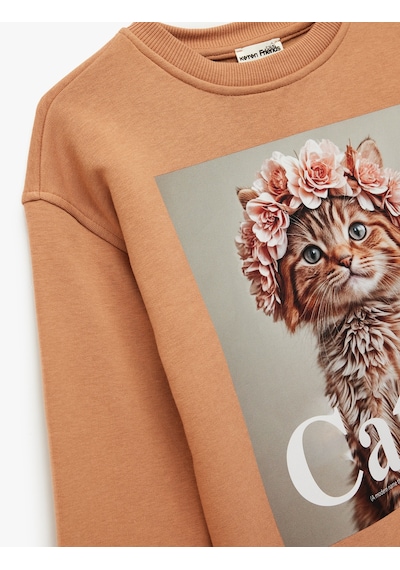Koton Pamuklu Uzun Kollu Bisiklet Yaka Kedi Baskılı Sweatshirt Kahverengi 6wkg10566ak Kahve Koton Pamuklu Uzun Kollu Bisiklet Yaka Kedi Baskılı Sweatshirt Kahverengi 6wkg10566ak Kahve
