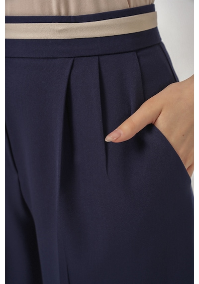 Bigdart Kadın Geniş Paça Kumaş Pantolon 30088 - Lacivert
