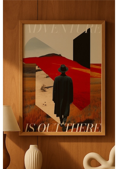 Adventure Doğal Ahşap Çerçeveli Poster, Dekoratif Seyahat Duvar Tablosu