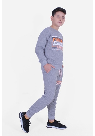 Fyk Kids 2 İplik Baskılı Erkek Çocuk Eşofman Takımı Gri